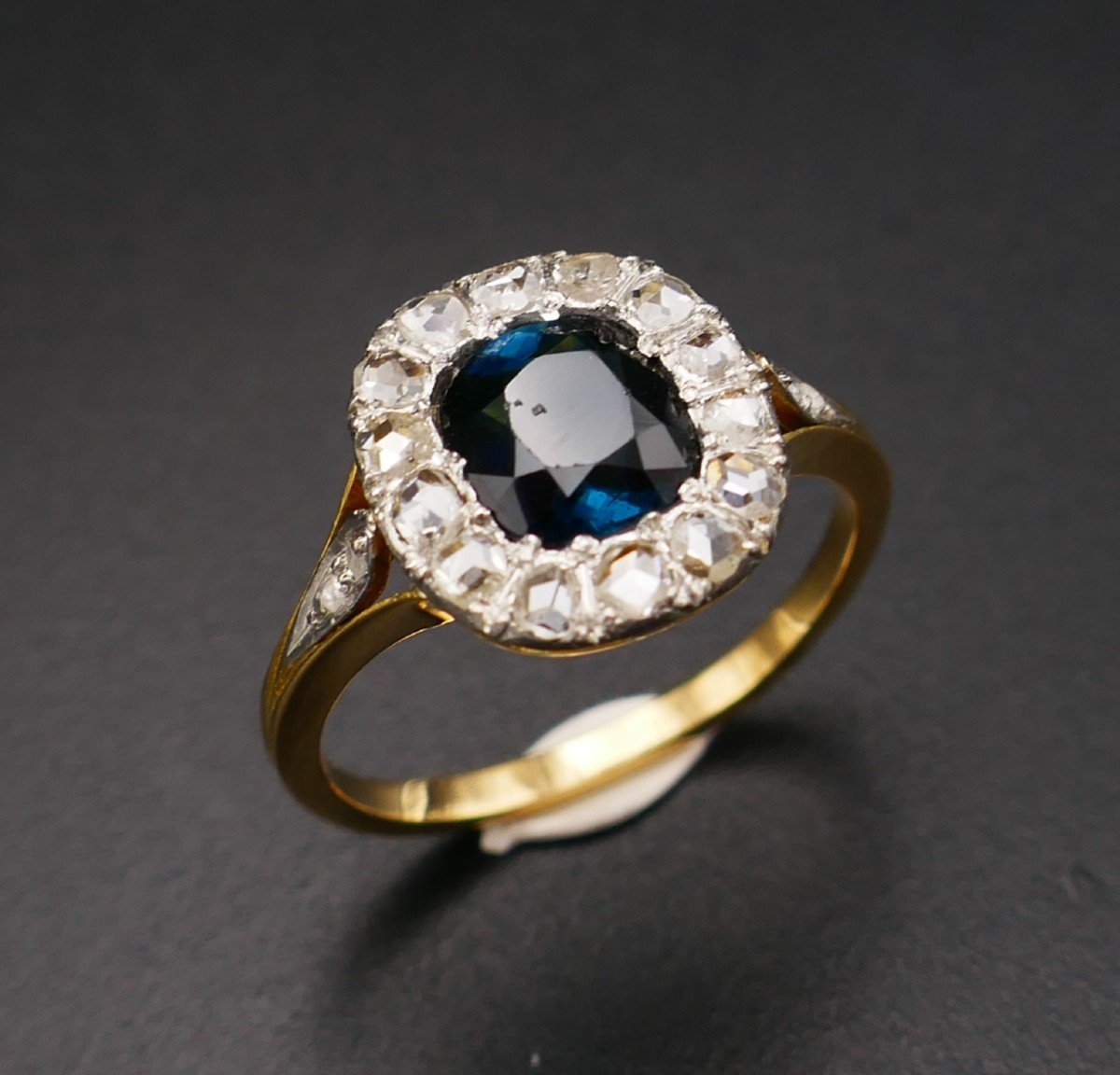 Antique Sapphire And Diamond Ring, Gold And Platinum.-photo-3