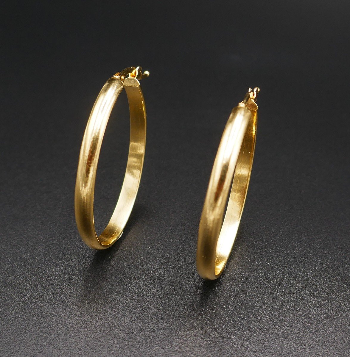 Large Hoop Earrings, 18k Yellow Gold.