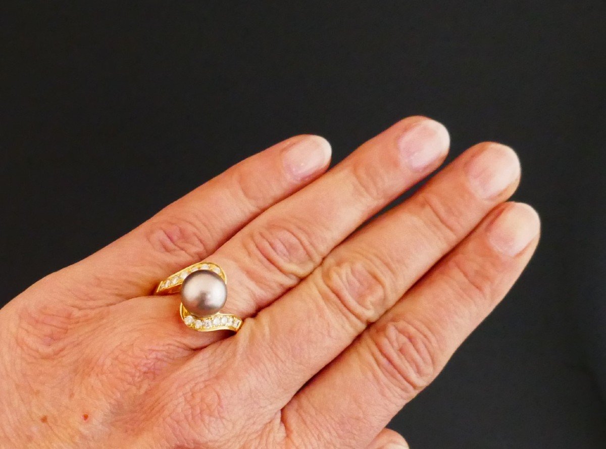 Ring Set With A Tahitian Pearl And Diamonds.-photo-4