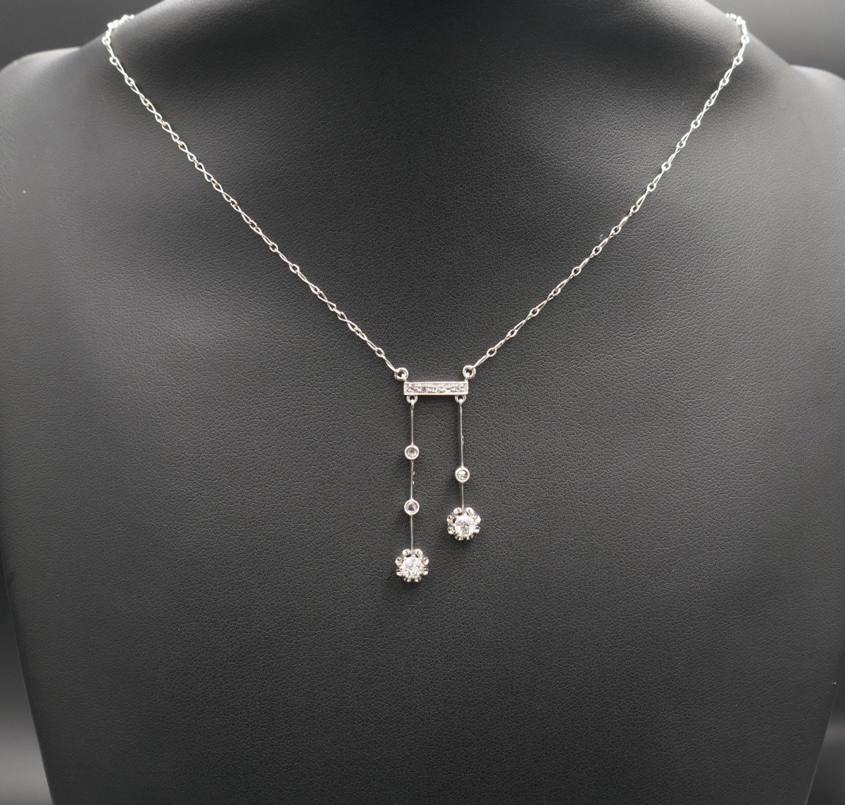 Diamond Negligee Necklace, Platinum.-photo-2