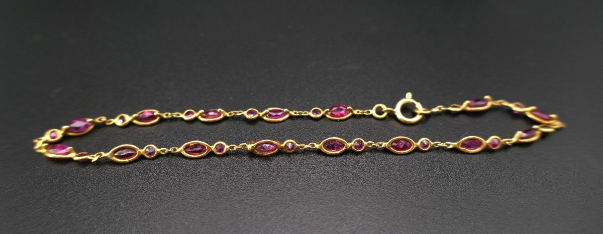 Bracelet Set With 30 Rubies, 18 Carat Gold.-photo-3