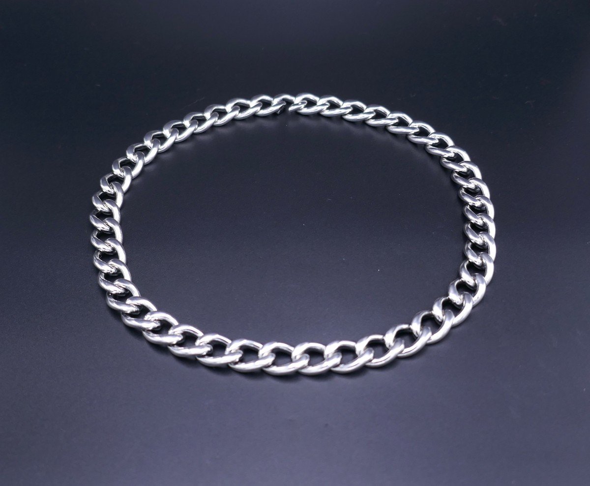 Silver Mesh Necklace, 98.1 Grams.-photo-2