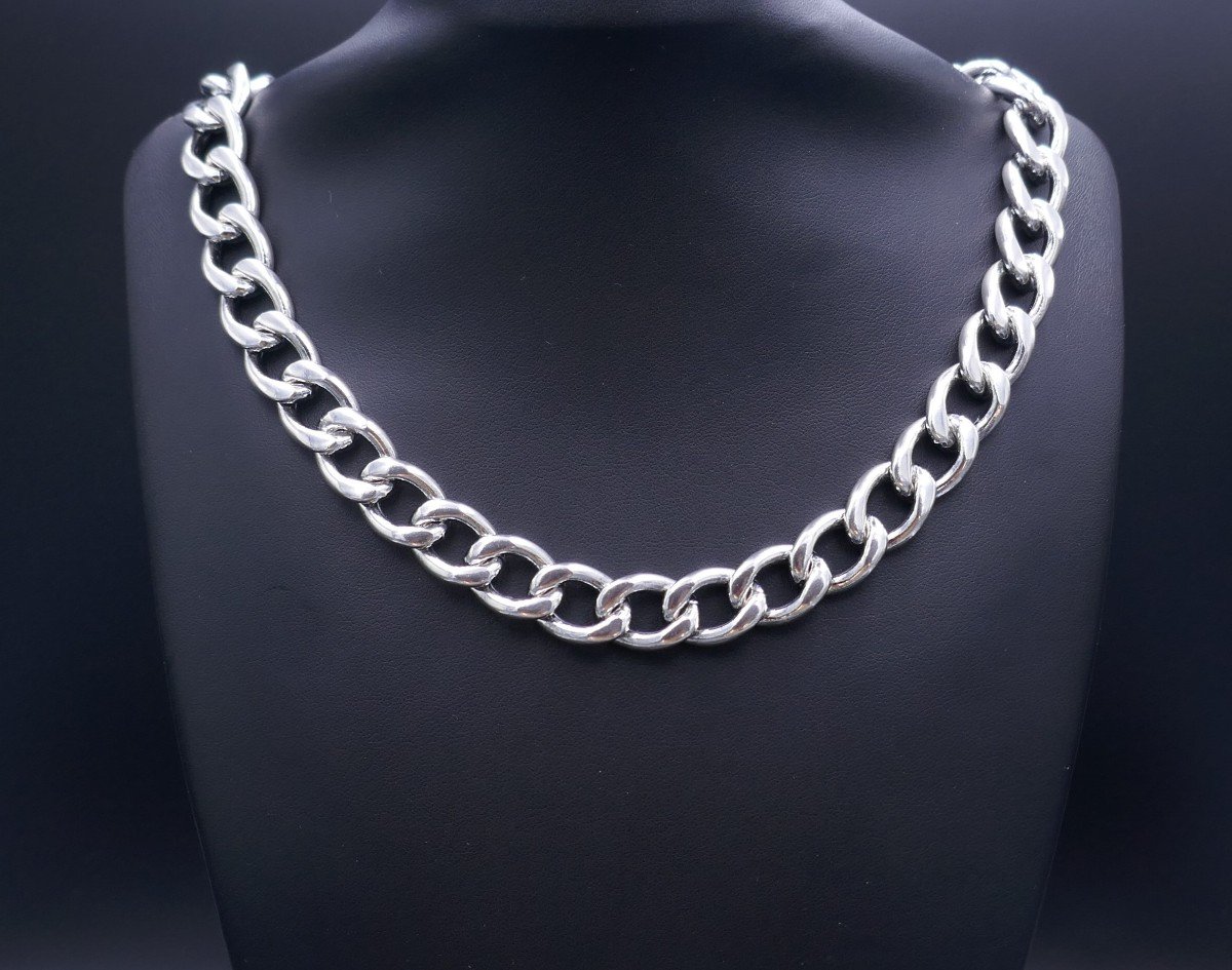 Silver Mesh Necklace, 98.1 Grams.-photo-4