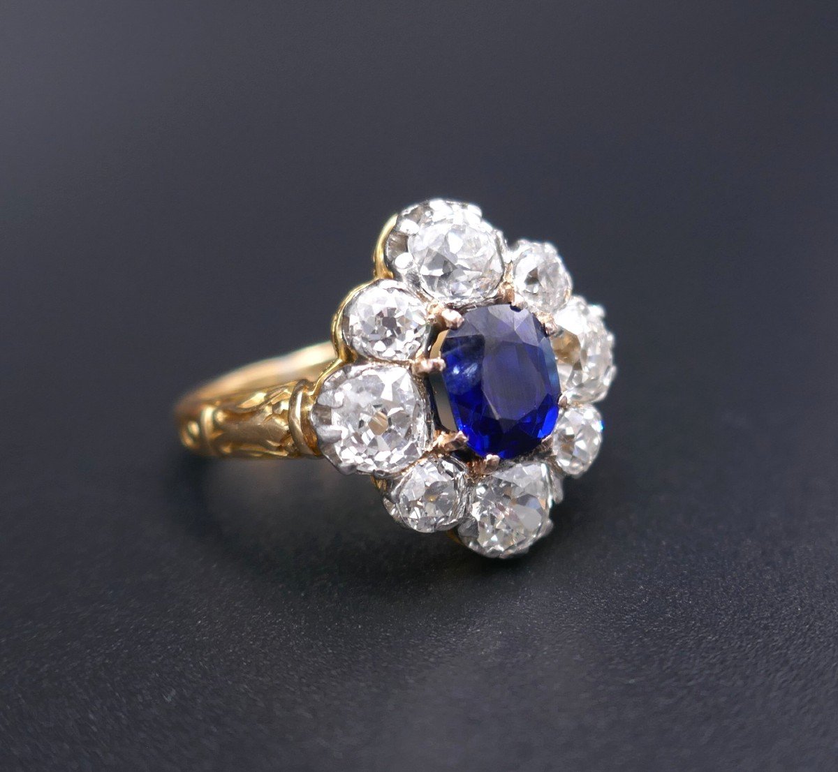 Sapphire And Diamond Ring, Gold And Platinum.-photo-3