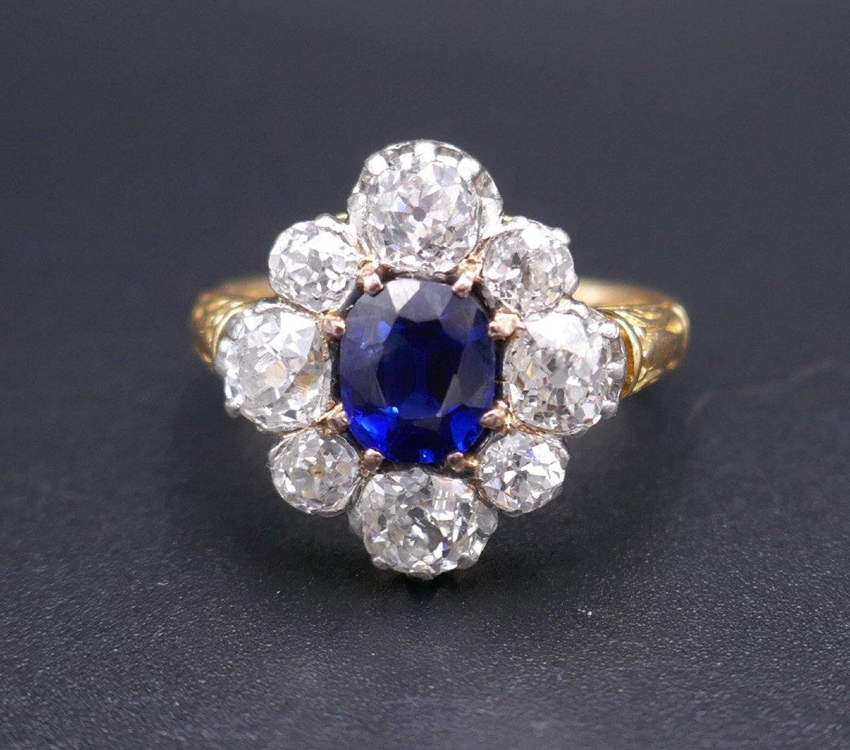 Sapphire And Diamond Ring, Gold And Platinum.