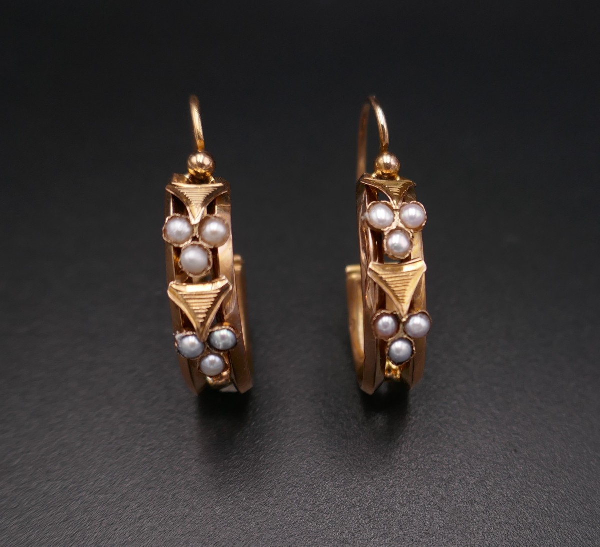 Napoleon III Creole Earrings, Fine Pearls, 18 Carat Rose Gold.