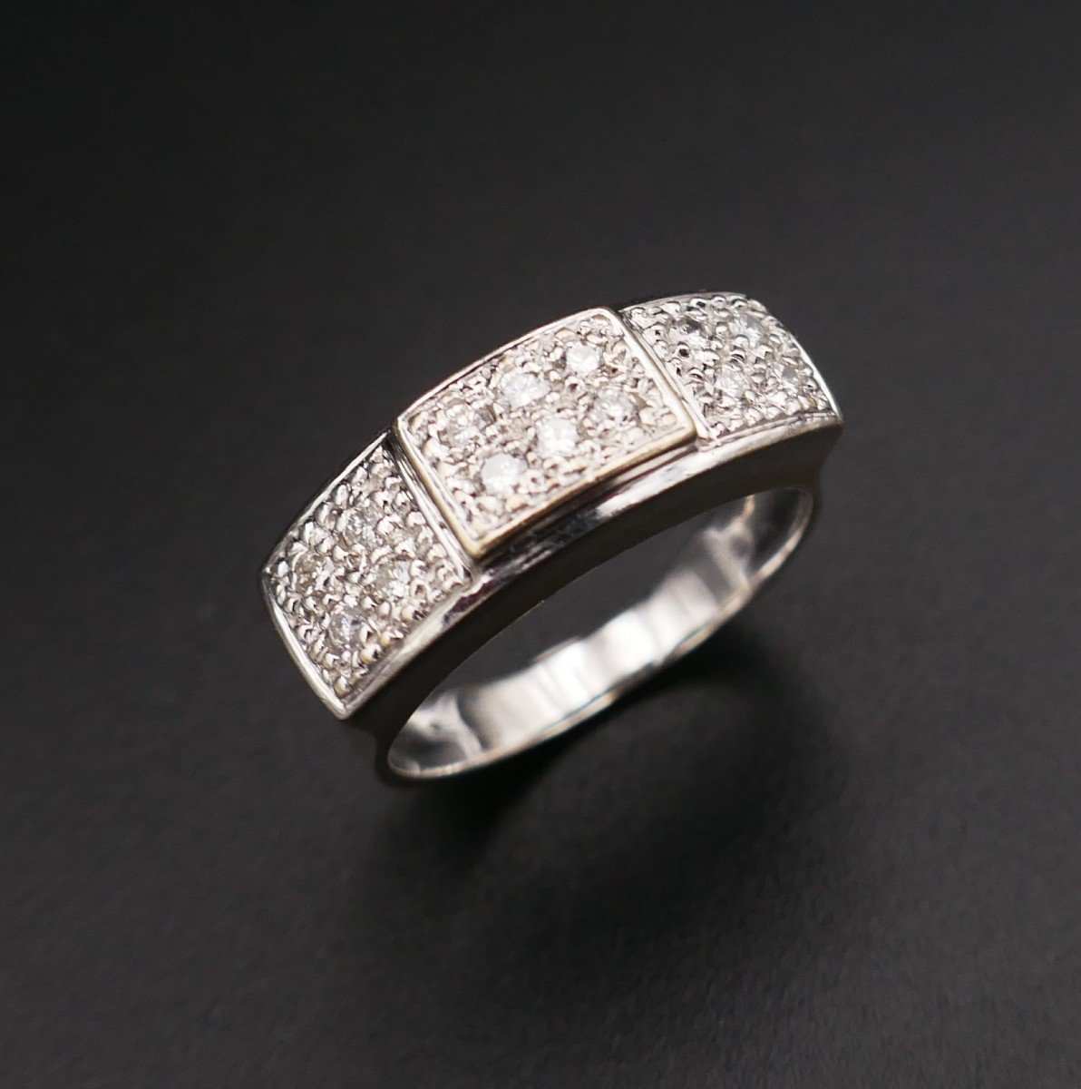 Bague Diamants, Or Blanc 18 Carats.-photo-3