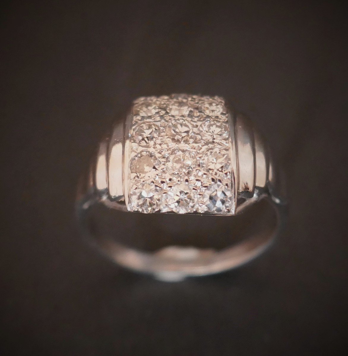 Bague Diamants, Platine Et Or Blanc 18 Carats.-photo-2