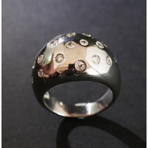 Diamond Ball Ring, 18 Carat White Gold.