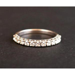 Half Diamond Wedding Ring, 18 Carat White Gold.