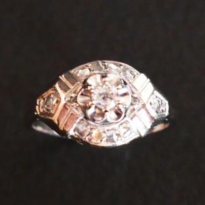 Art Deco Ring Set With Diamonds, 18-karat Gold And Platinum
