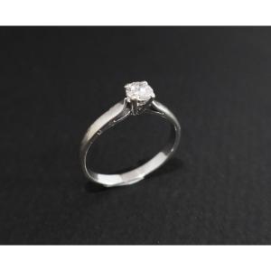 Solitaire Diamant 0,15 Carat, Or Blanc 18 Carats.