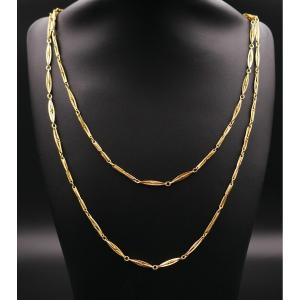 Large Antique Necklace 1.56 Meters, 18 Carat Gold.