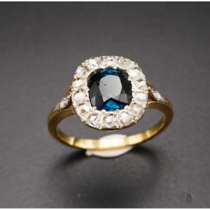 Antique Sapphire And Diamond Ring, Gold And Platinum.