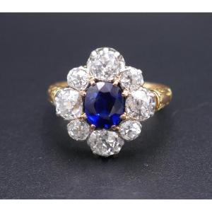 Sapphire And Diamond Ring, Gold And Platinum.