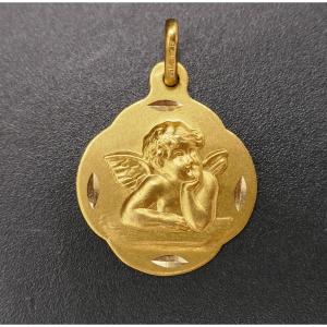 Angel Medal, 18 Carat Yellow Gold.