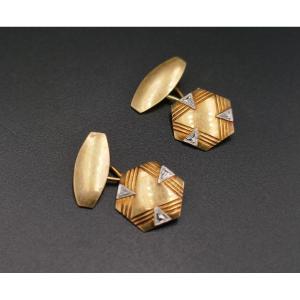 Pair Of Art Deco Cufflinks, 18 Carat Gold.