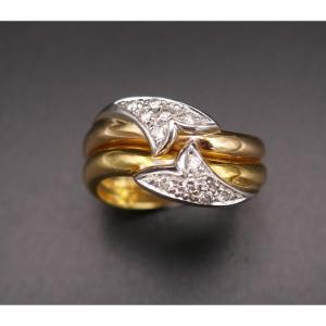 Bague Diamants Or Rose Et Or Jaune et or blanc  18 Carats.