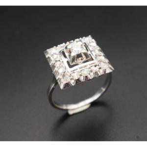 Bague Diamants, Or Blanc 18 Carats.