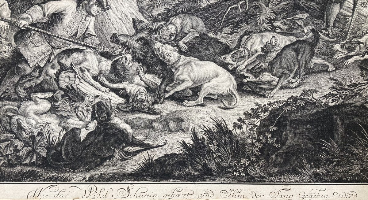 Johann Elias Ridinger (1698-1767), Pair Of Hunting Scenes -photo-1