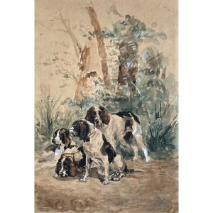 Ecole française, Chiens De Chasse