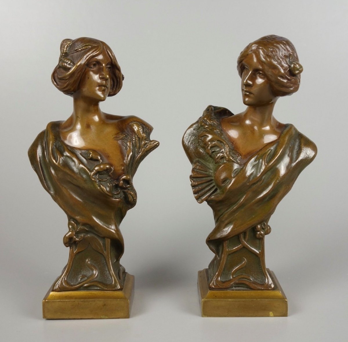 Pair Of Art Nouveau Bronzes By Hans Muller