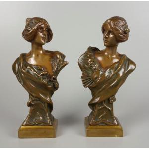 Pair Of Art Nouveau Bronzes By Hans Muller