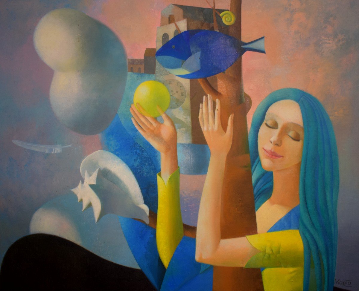 Painting Oil On Canvas The Dream Surrealist Scene Marta Shmatava 20th-photo-2