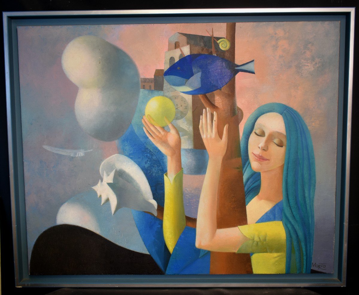 Painting Oil On Canvas The Dream Surrealist Scene Marta Shmatava 20th