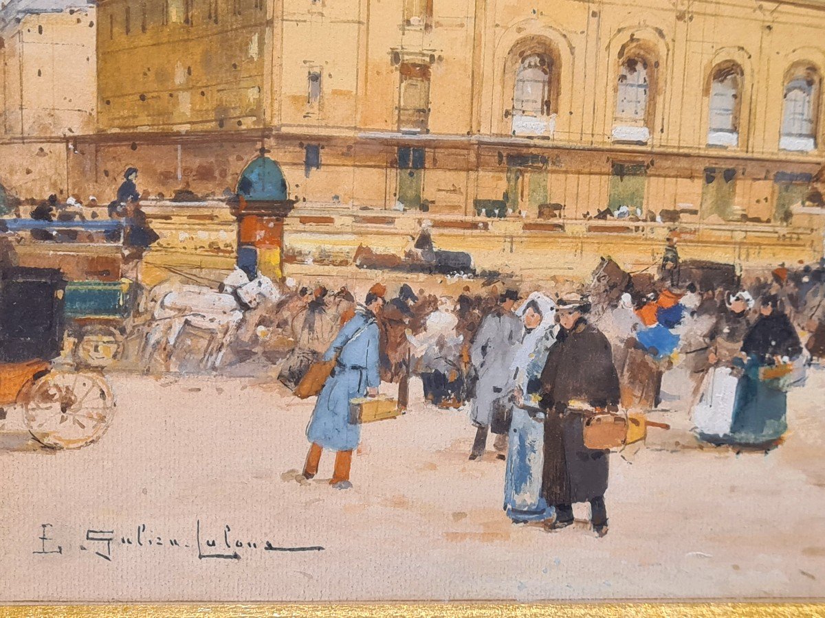 Painting Animated View Of The Gare De Lyon In Paris Signed Eugène Galien-laloue 19th Century-photo-2