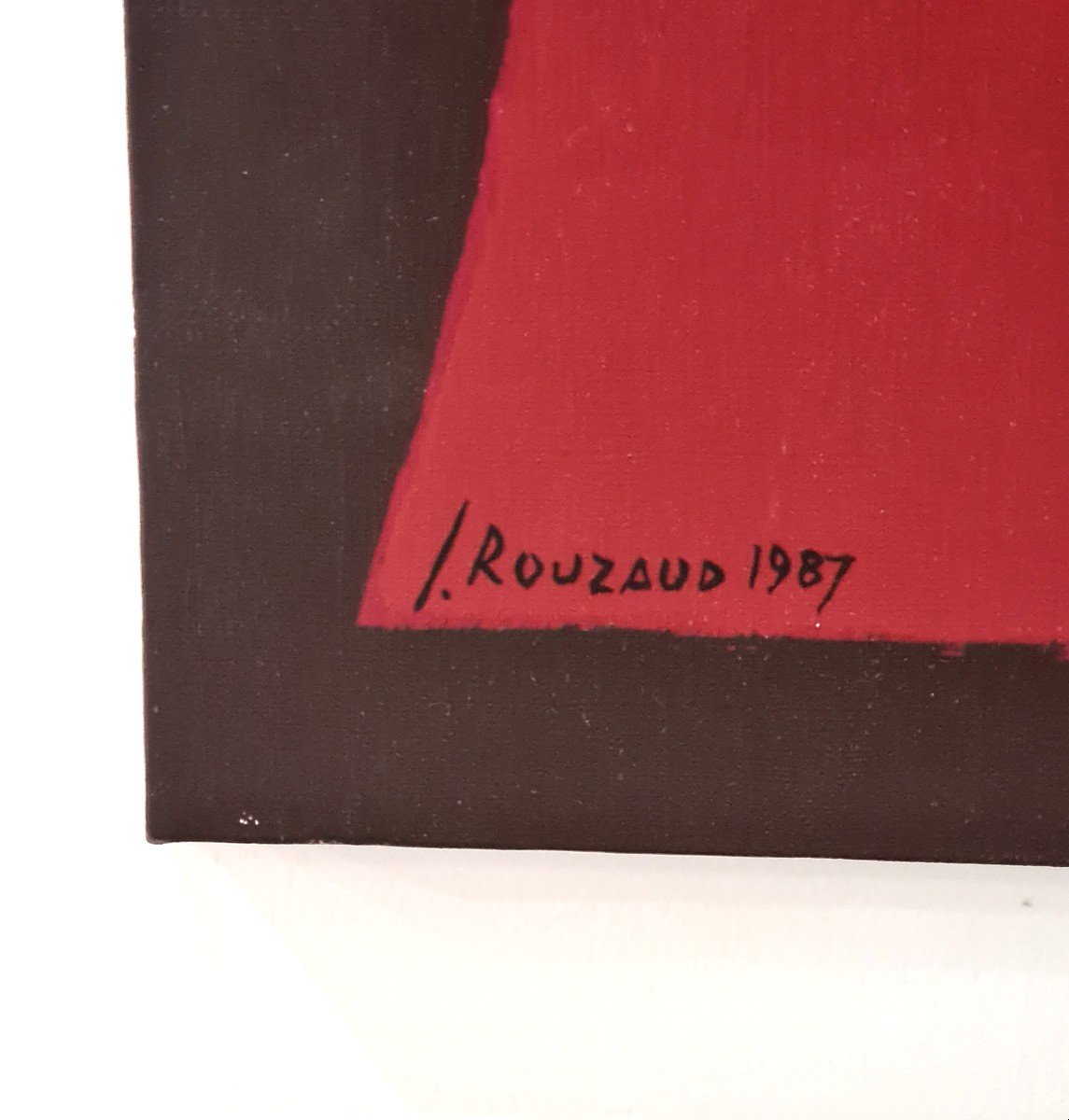 Abstract Composition Painting Signed Jean Rouzaud 20th Century-photo-2