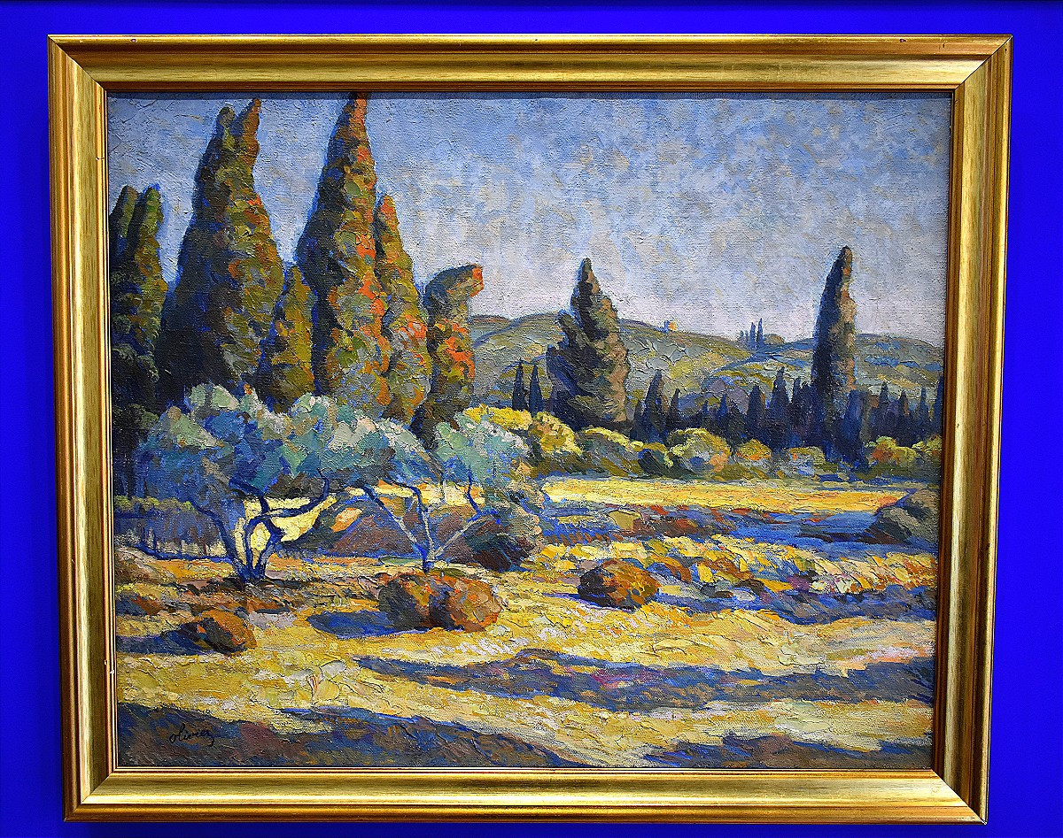 Tableau huile vue de La Couelo Martigues signé  Ferdinand Olivier (1873-1957)