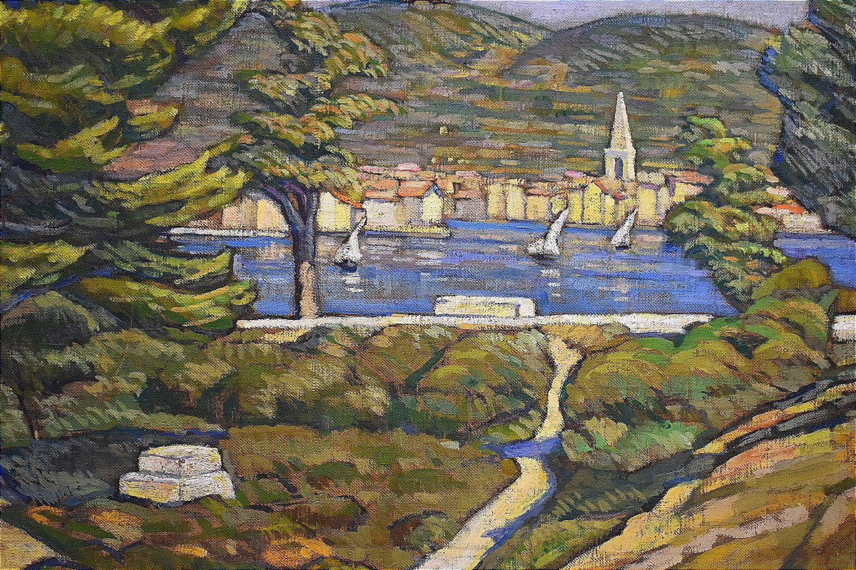 Oil Painting View Of Les Esperelles Provence Signed Ferdinand Olivier (1873-1957)-photo-3