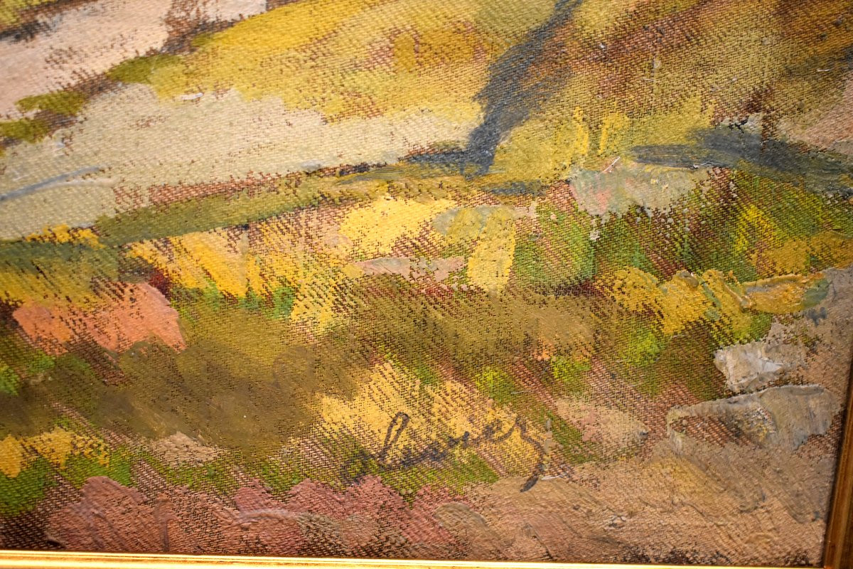 Tableau Huile Vue De Les Esperelles Provence Signé Ferdinand Olivier (1873-1957)-photo-4