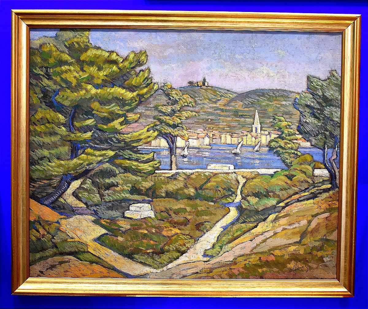 Tableau Huile Vue De Les Esperelles Provence Signé Ferdinand Olivier (1873-1957)