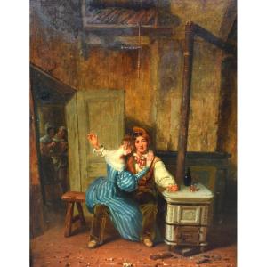 Painting Genre Scene The Betrayed Wife Romantic Italian School 19th Century