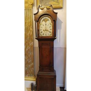 Horloge De Parquet Anglais Placage, Placage D’acajou Et Bois Fin XVIIIème Siècle 