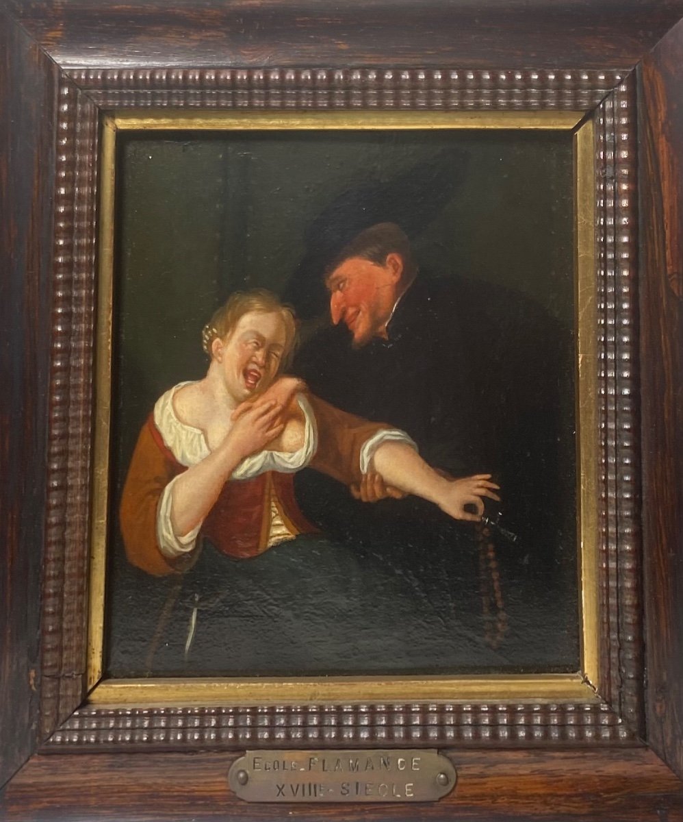 Oil On Panel Dutch School 18th Century -photo-2