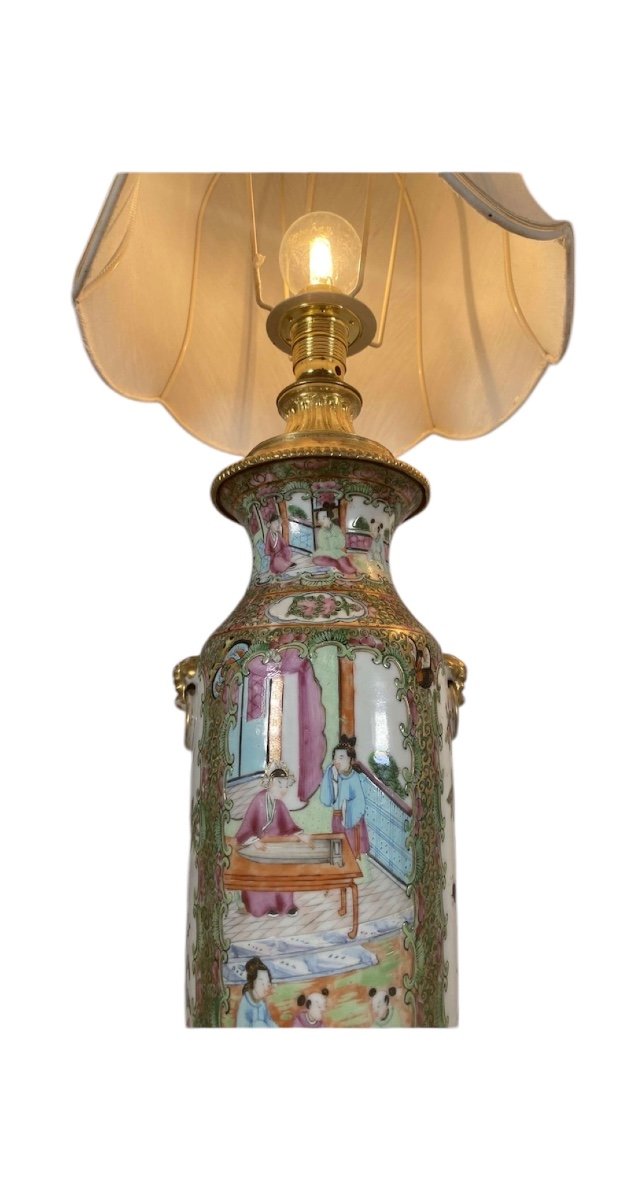 Pair Of Canton Porcelain And Gilt Bronze Lamps -photo-8