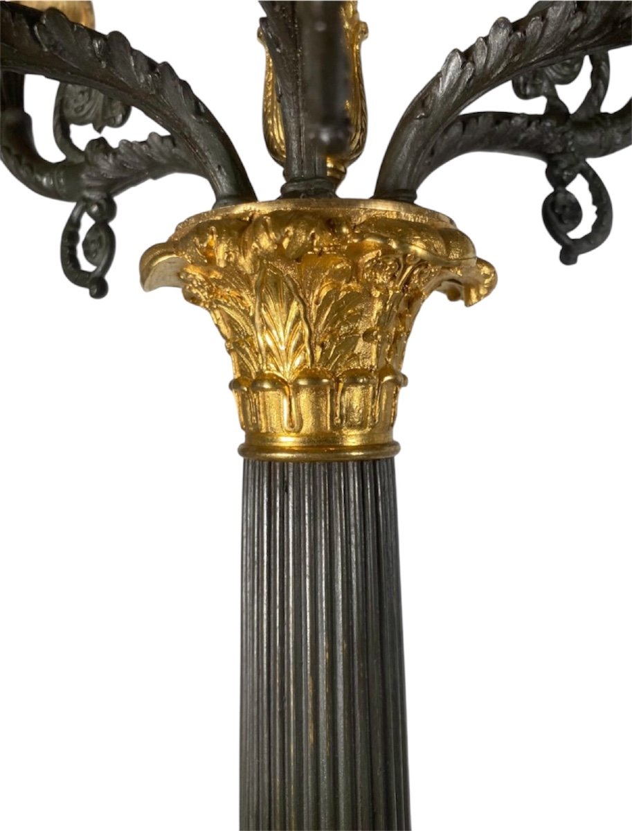 Pair Of Gilt Bronze Candelabras With Brown Patina From The Restoration Period-photo-4