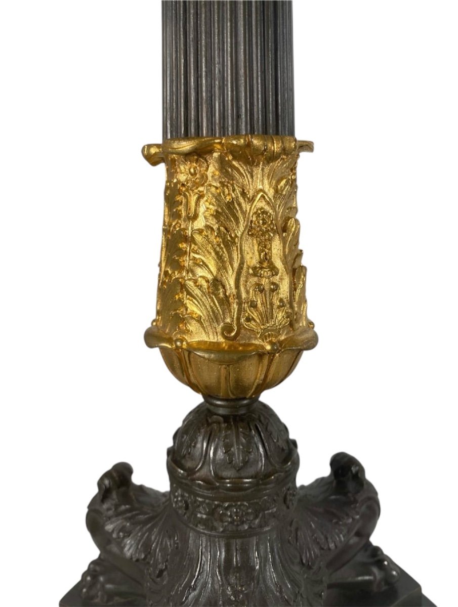 Pair Of Gilt Bronze Candelabras With Brown Patina From The Restoration Period-photo-1