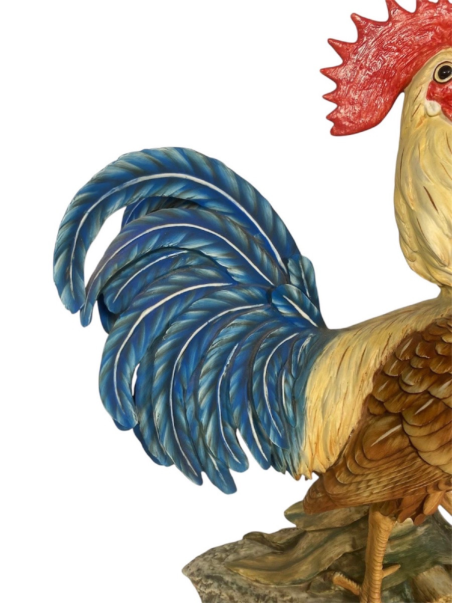 Polychrome Ceramic Rooster Signed V.bindi-photo-4