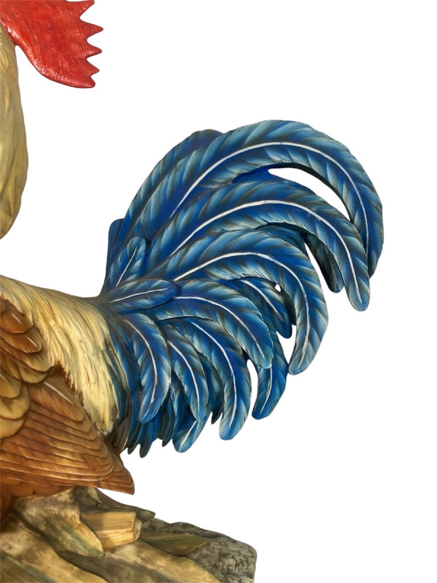 Polychrome Ceramic Rooster Signed V.bindi-photo-1