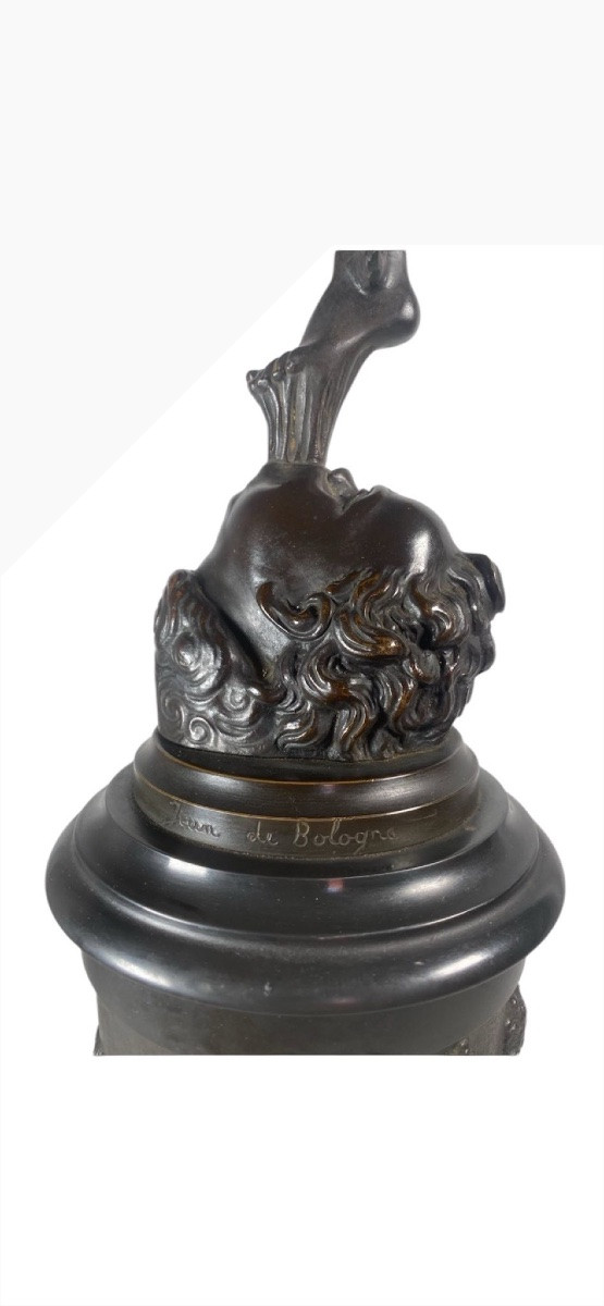 Mercury In Bronze With Brown Patina After Jean De Bologne-photo-6