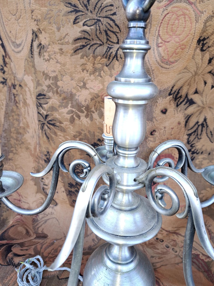 Pair Of Holland Candlesticks In Silver-plated Bronze. -photo-2