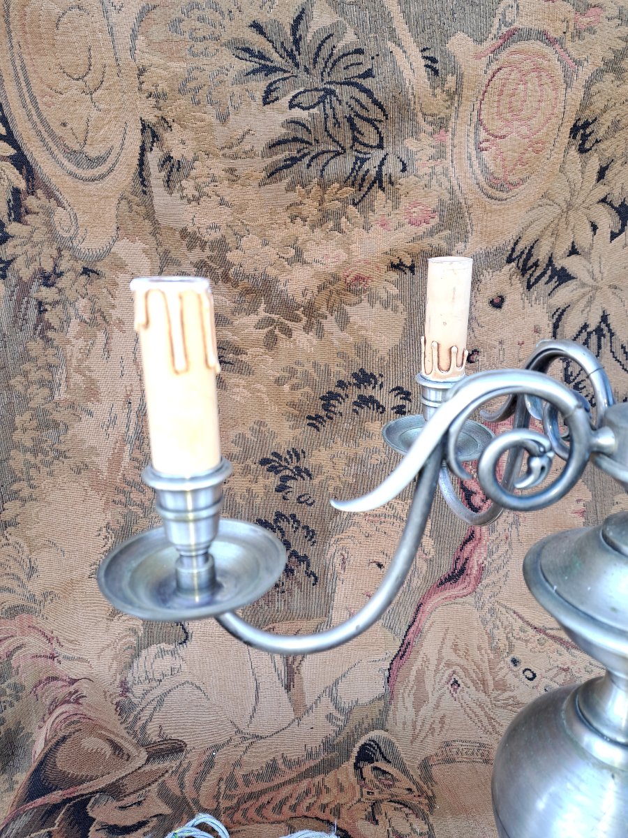 Pair Of Holland Candlesticks In Silver-plated Bronze. -photo-1