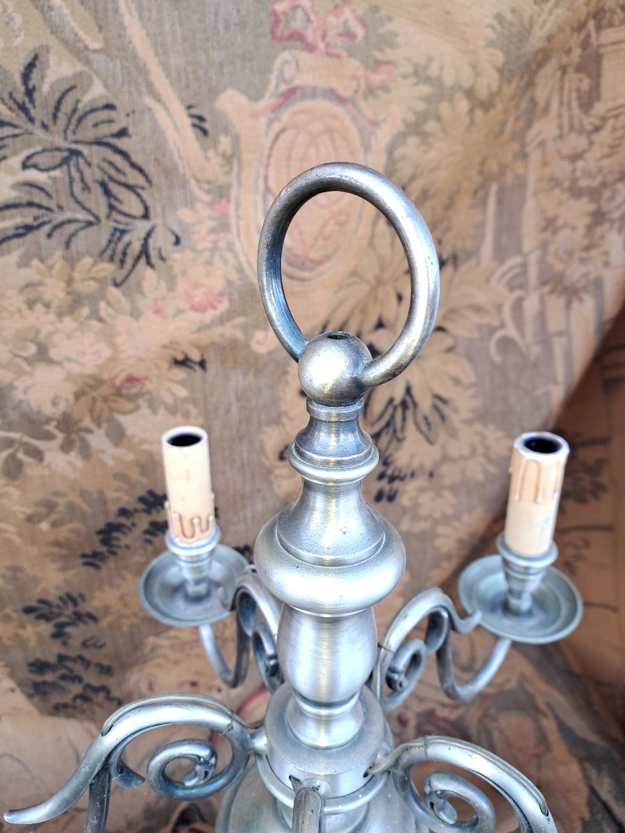 Pair Of Holland Candlesticks In Silver-plated Bronze. -photo-2