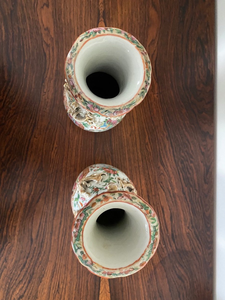 China Canton Pair Of Vase End XIX-photo-4