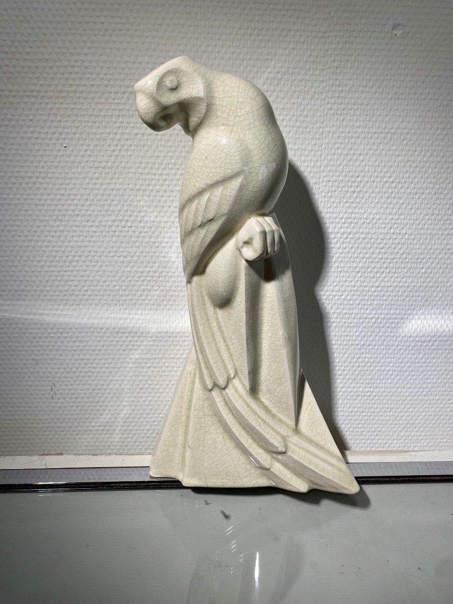 Charles Lemanceau Parrot In Art Deco Ceramic-photo-3