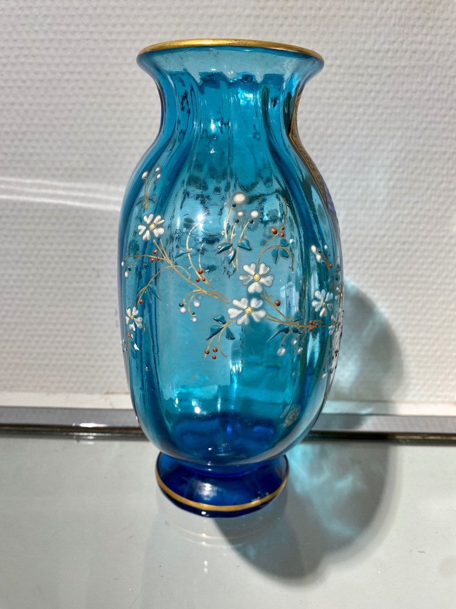 Cristal De Saint Louis Vase émaillé Art Nouveau-photo-4